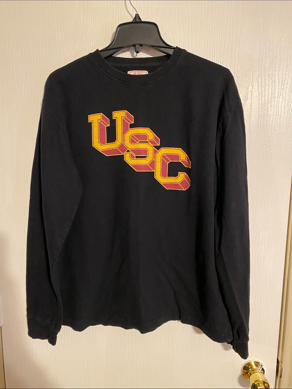 Vintage Red Jacket Black Crewneck French Terry Sweatshirt with USC Logo